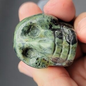 84g Kambamba Nebula Jasper Stone Skull Hand Carved Ryolite Gemstone Crystal